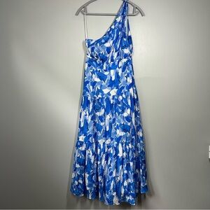 Billy J blue floral knot one shoulder midi maxi dress size 12